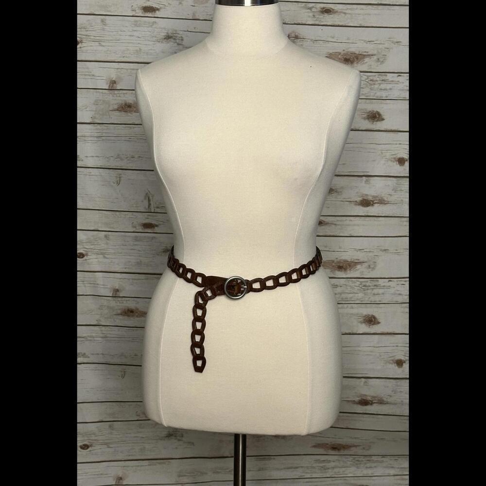 LOFT classic boho chic brown linked leather belt Size Large